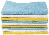 Amazon Basics Blue, White, and Yellow Microfiber Cleaning Cloth 12'x16' - Pack of 24