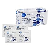 Medpride Alcohol Prep Pads| 100 Pack| Medical-Grade, Sterile, Individually-Wrapped, Isopropyl Cotton Swabs| Disposable, Medium Square Size, 2ply, Latex Free & Antiseptic| for Medical & First-Aid Kits